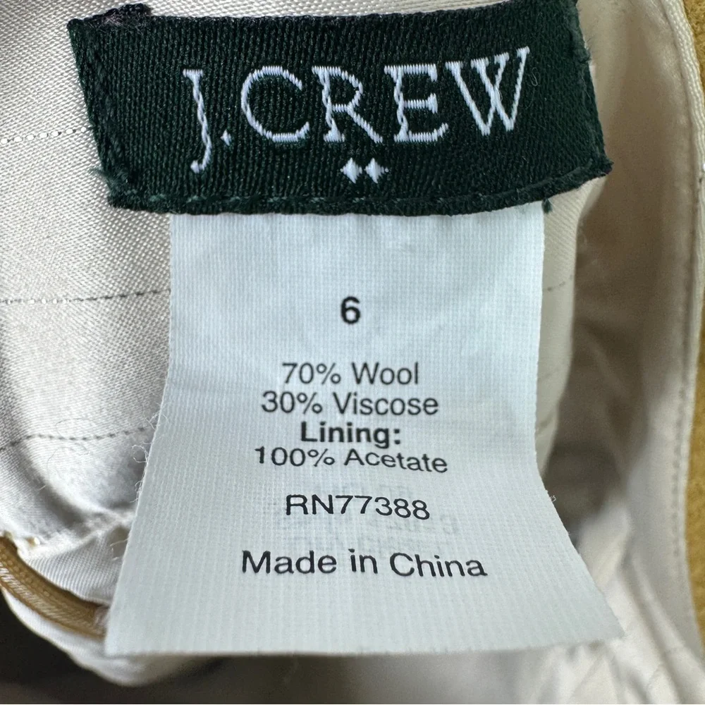 J.Crew No. 2 Wool Blend Pencil Skirt Mustard Yellow Lined Sz 6 Classic Workwear